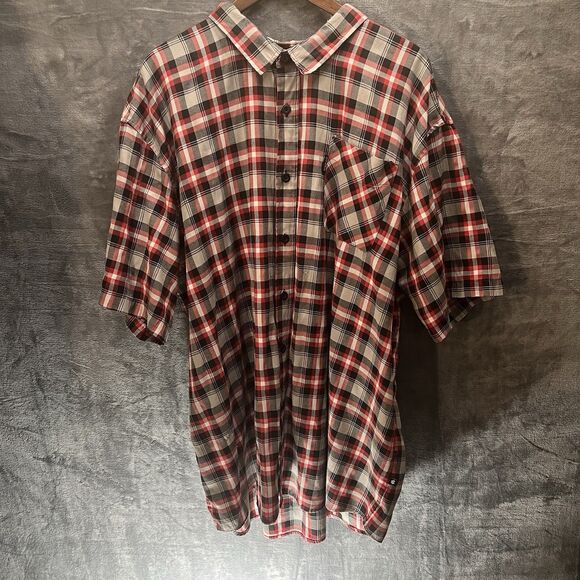 VTG  Rocawear Classic Men’s Red Black Grey Plaid Size 5XB Button Up Shirt - Picture 1 of 12